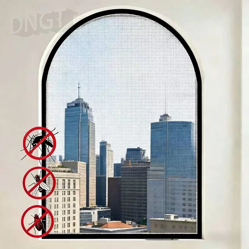 Maßgefertigtes Bogenfenster-Fliegengitter, Selbstklebendes Insektenschutznetz, Einfach zu Installierendes Fenster-Moskitonetz für Gebogene/Bogenfenster