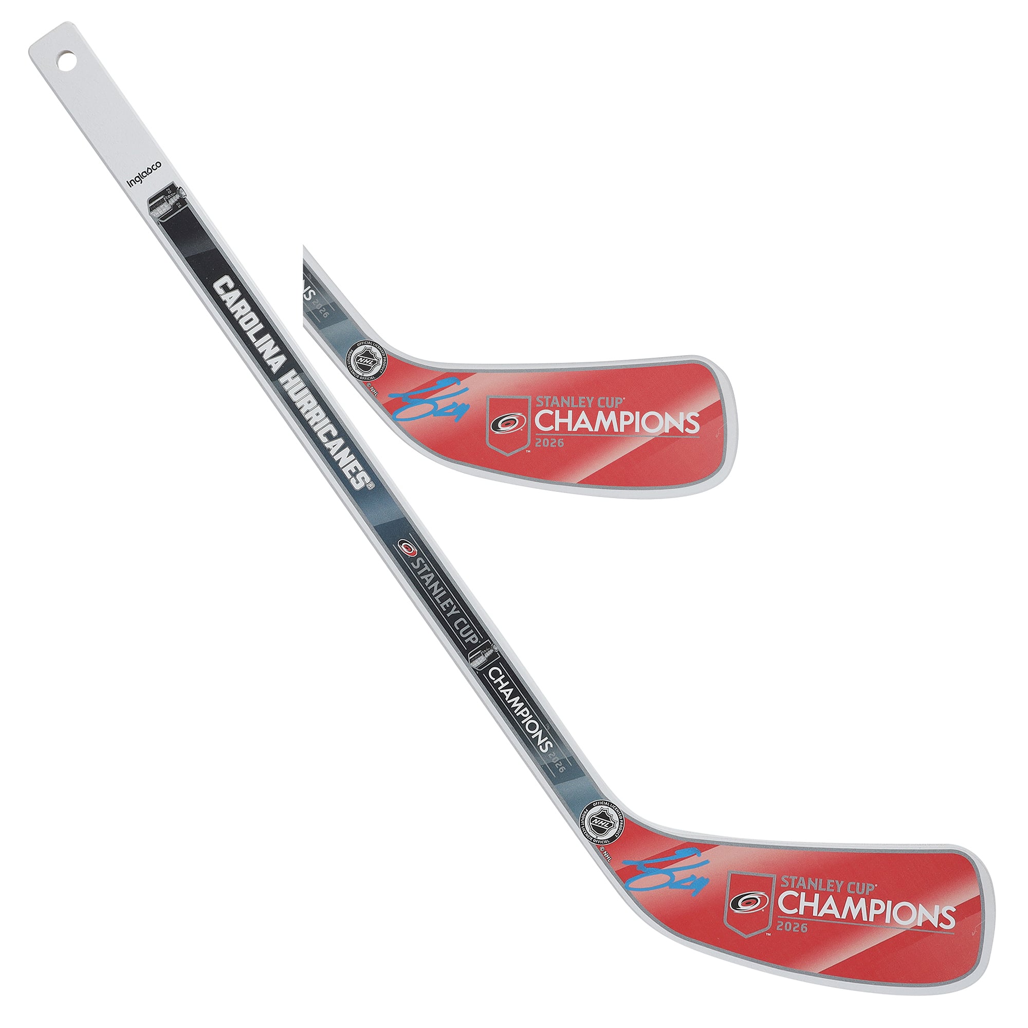 Seth Jarvis Carolina Hurricanes signierter Mini-Holzschläger der Stanley-Cup-Sieger 2026