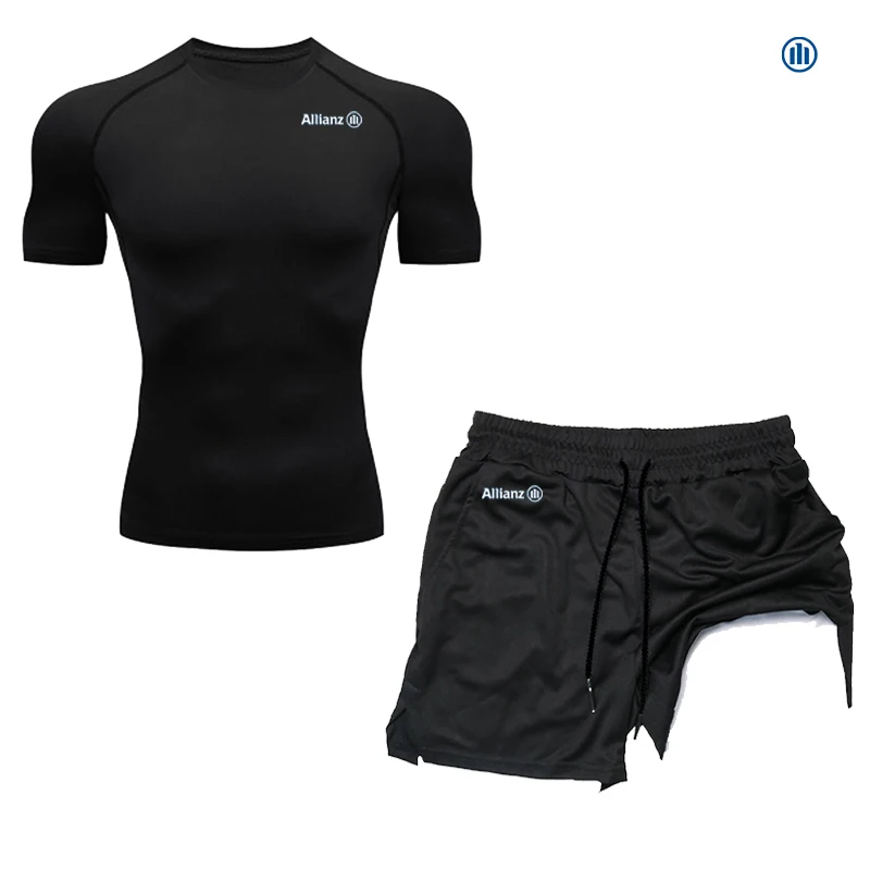 Ensemble de sport de compression pour homme Allianz 2 pièces - Ensemble d'entraînement compressif - Tenue de sport fitness - Pantalon de course - Tenue de sport