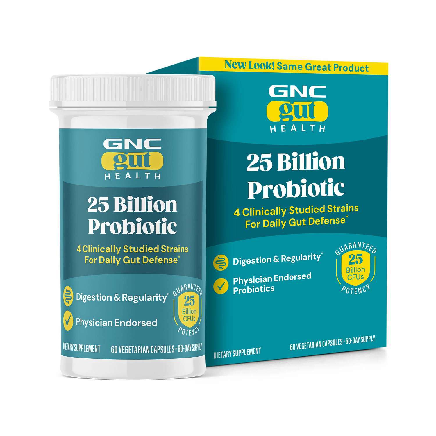Gut Health 25 Billion Probiotic Healthy - 60 Vegetarian Capsules (60 Servings)