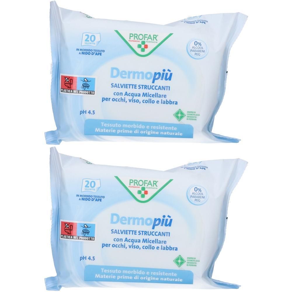 Dermo Piu' Salviettine Struccanti 20 Pezzi Profar 2x20 pz Salviette