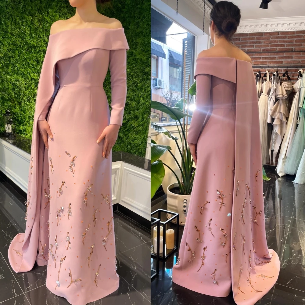 Customized Jiayigong Yipeisha Simple Modern Style Formal Evening Off The Shoulder A-line Beading s Bespoke Occasion Dresses