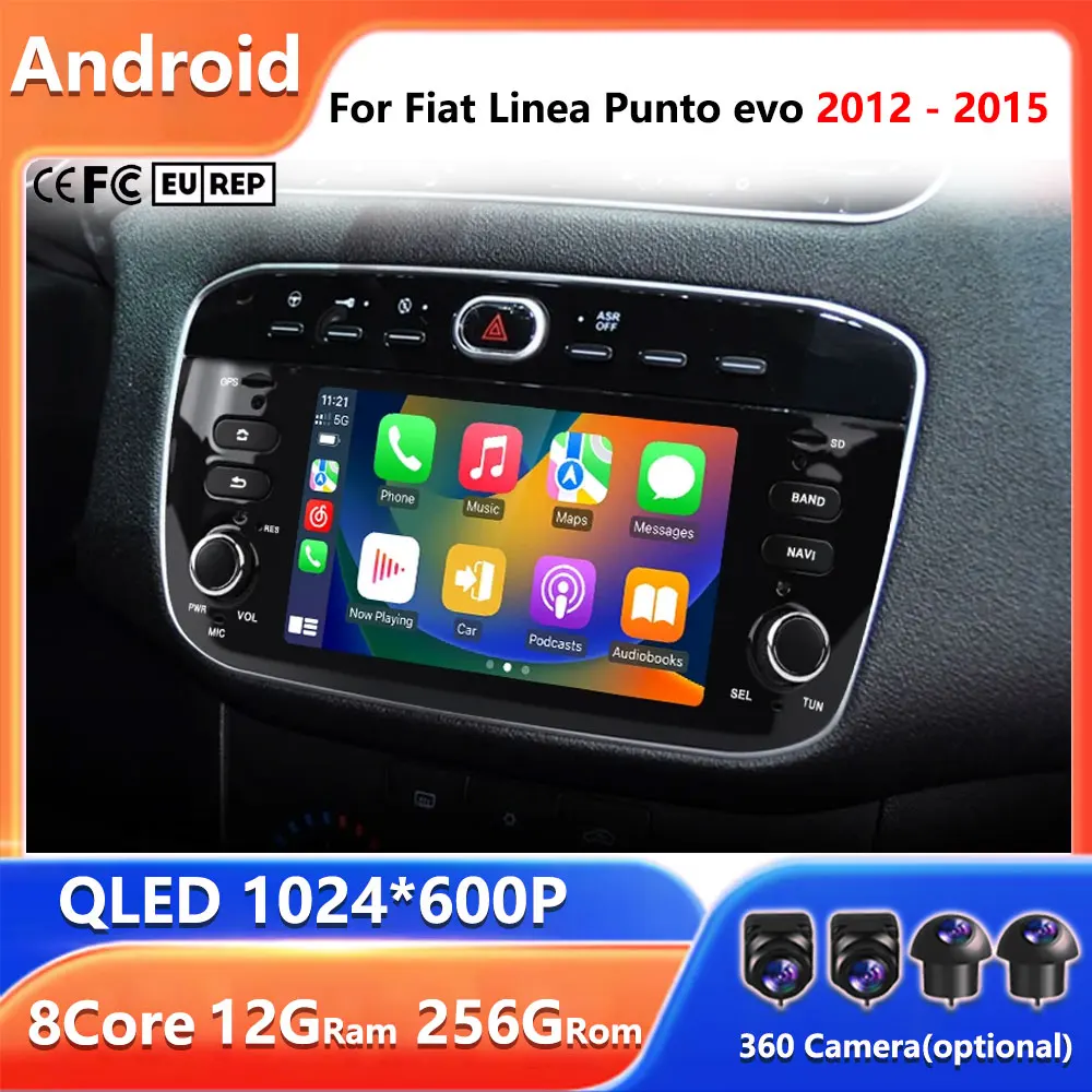 7'' Für Fiat Linea Punto Evo 2012 - 2015 Android Auto Autoradio Multimedia GPS Video Player Wireless Carplay GPS Navigation Wifi