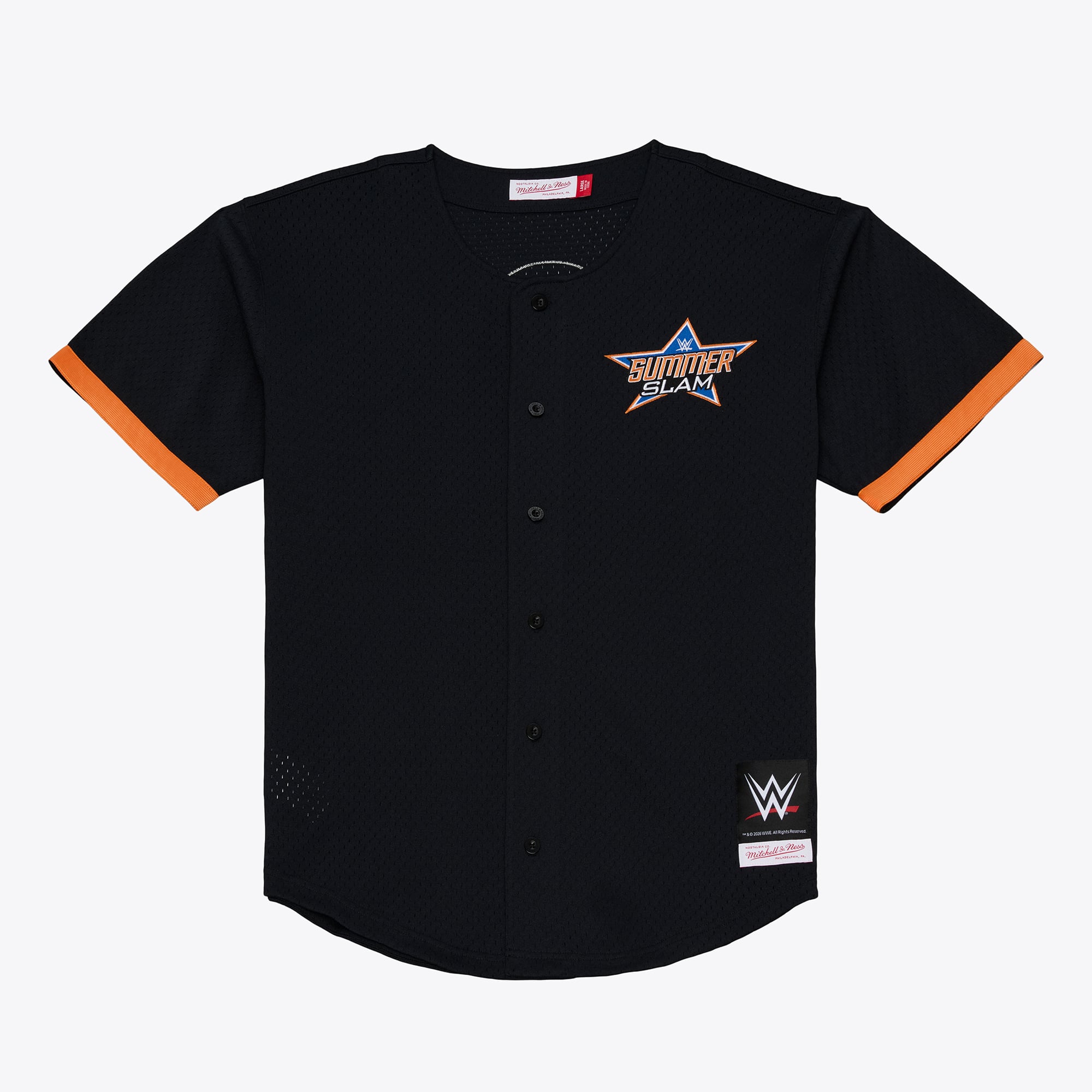 Mitchell & Ness Herren-Baseballtrikot, schwarz, SummerSlam 2026, Mesh