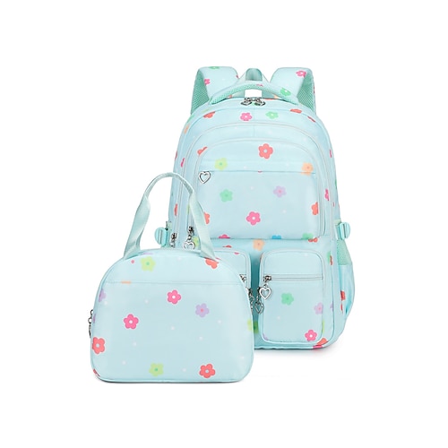 Set di zaino scolastico rosa a fiori per ragazze, composto da zaino e borsa per il pranzo, ideale per studentesse delle scuole elementari e medie. Zaino leggero e grazioso per la scuola di tutti i