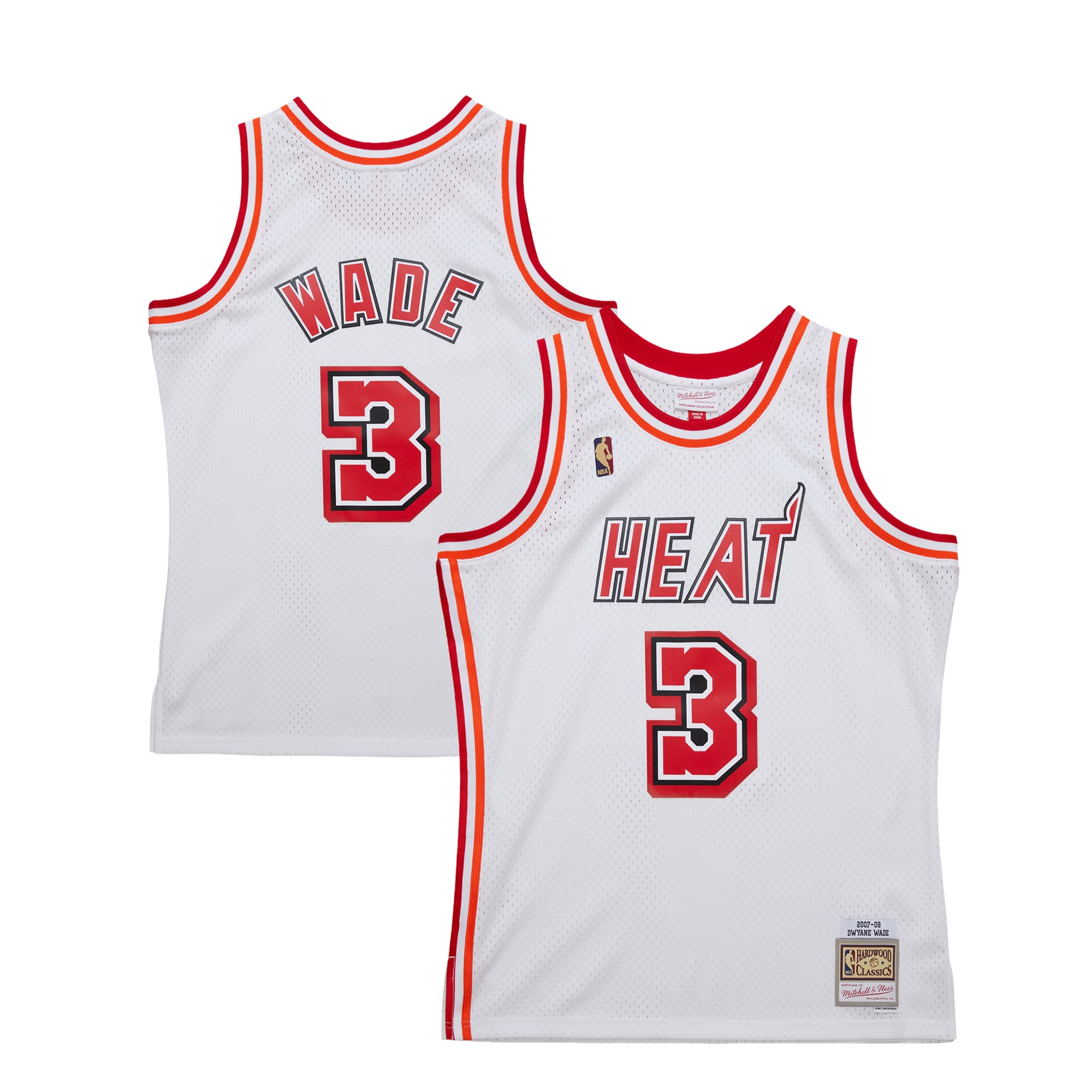 Maillot Swingman blanc Mitchell & Ness Dwyane Wade des Miami Heat (saison 2007-2008) - unisexe Taille: S