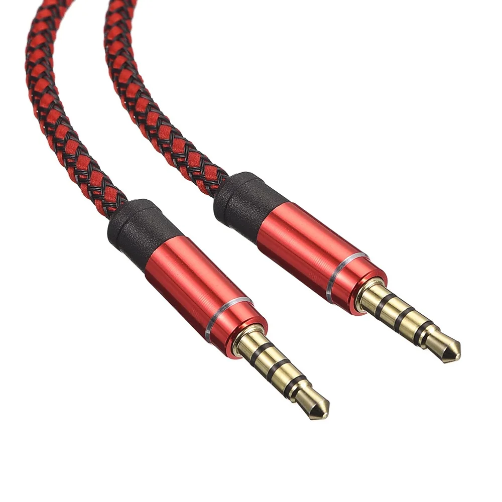 1,5M Nylon-Geflechtkabel 3,5mm AUX-Kabel 4-polig Kopfhörer-Verlängerungskabel für Auto MP3-Player Telefon Headset Lautsprecher Mikrofon