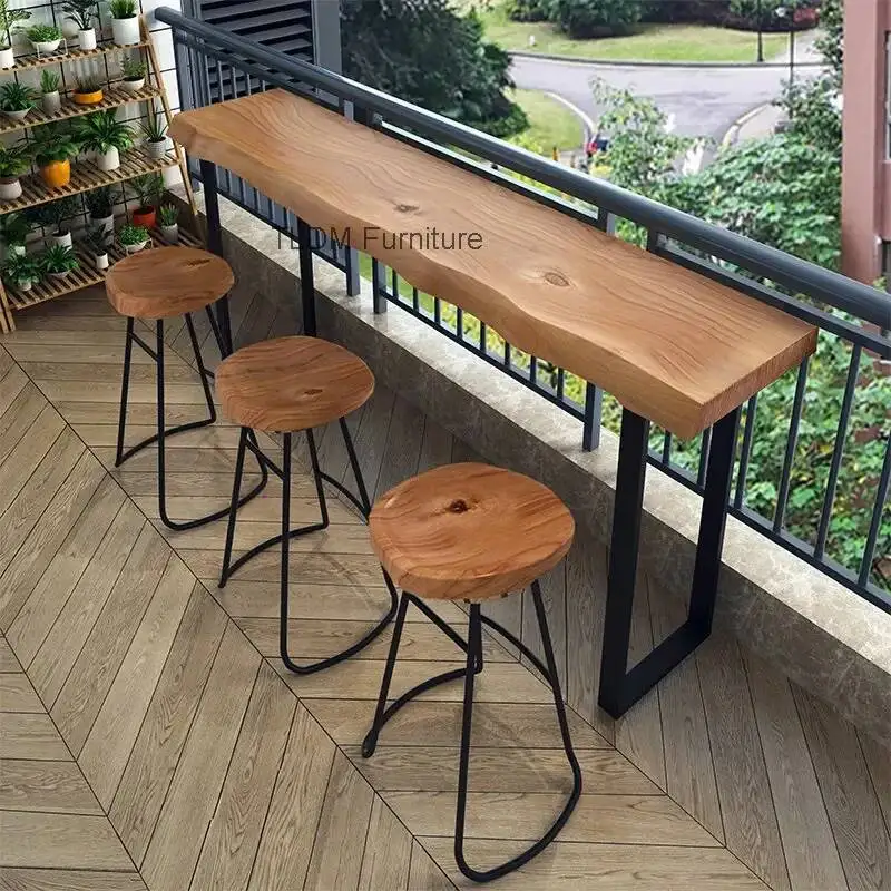 Stilvoller skandinavischer Bartisch & langlebiger kommerzieller schmaler Schreibtisch: Massivholz-Konsolentisch, langer Bartisch, Bar-Möbel JT40