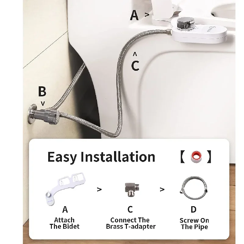 Nicht elektrisches Bidet – selbstreinigendes Doppeldüsen-Bidet mit Front- und Hinterwäsche, Süßwasser-Bidet, Toilettensitzaufsatz, einfache Installation