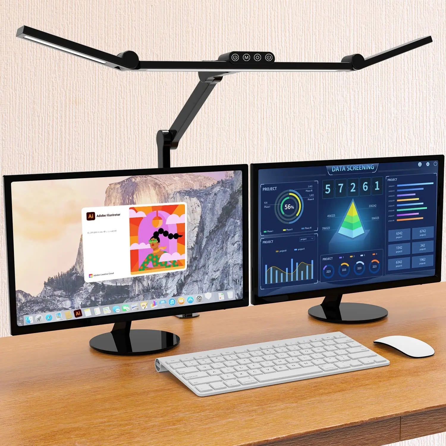 LED-Schreibtischlampe mit Klemme, Architekten-Schreibtischlampe für das Heimbüro mit Atmosphärenbeleuchtung, 24 W ultrahelle, automatisch dimmbare Schreibtischleuchte