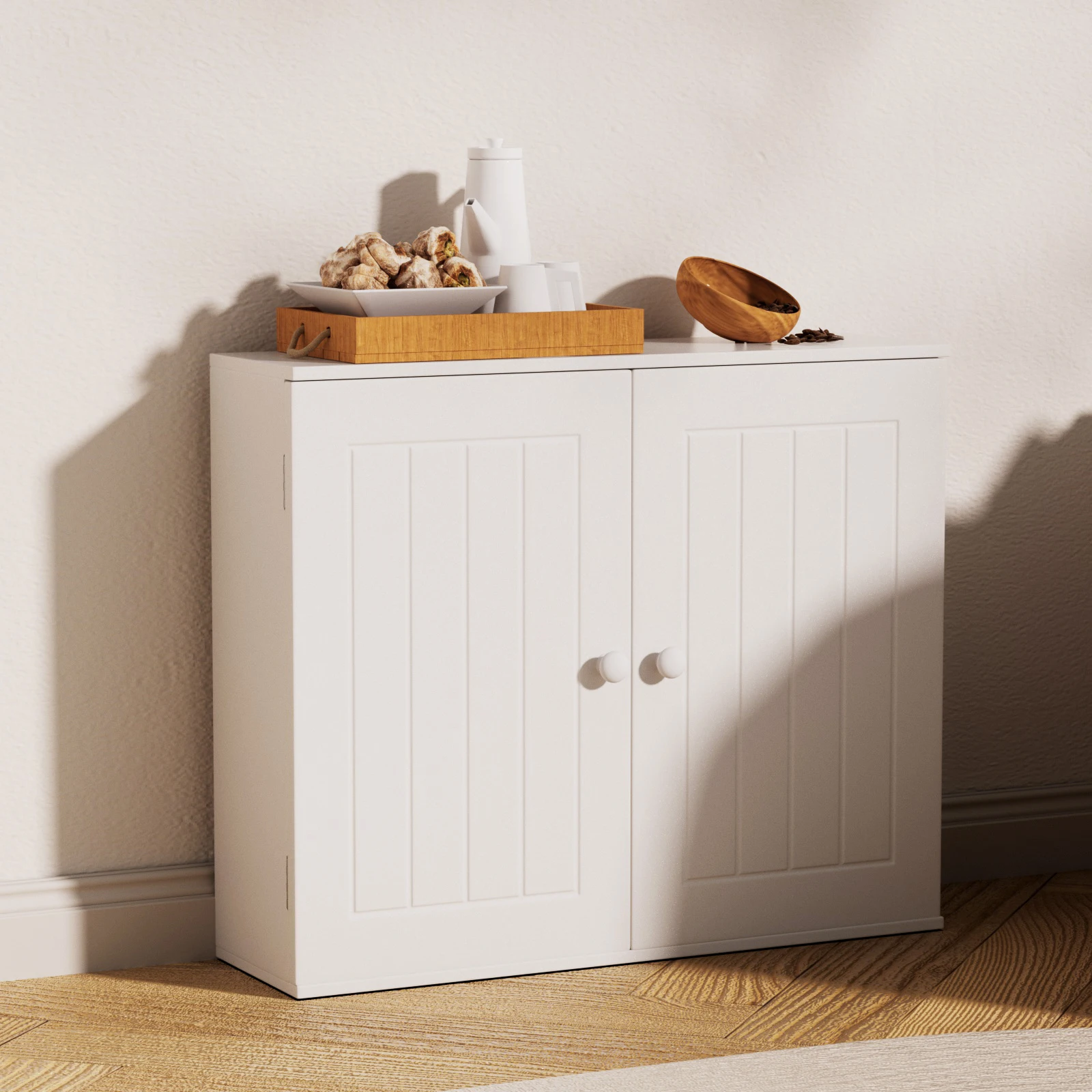Weißer, wandmontierter/bodenstehender Badezimmer-Wandschrank aus Holz, schlanker Aufbewahrungsschrank, Medizinschrank