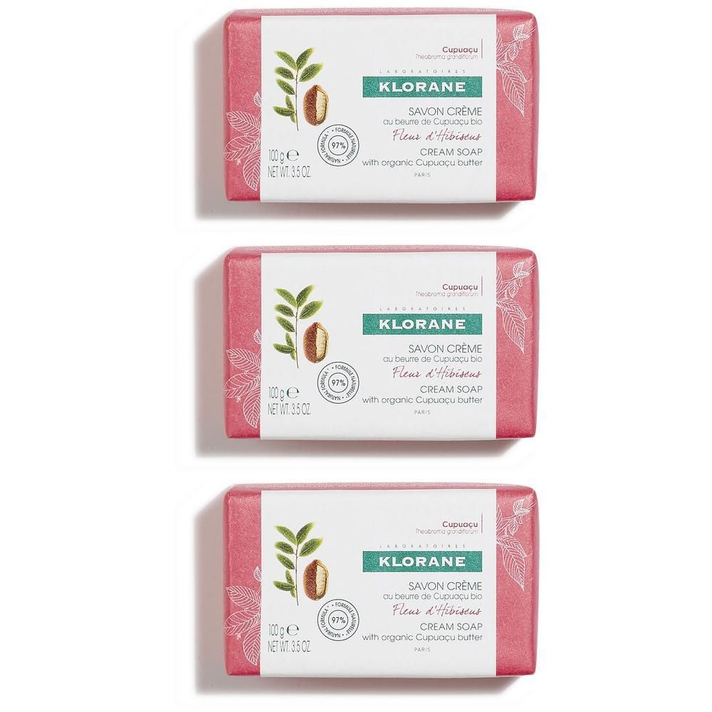 Klorane Crema Sapone Fiore d'Ibisco 100g - Tutti i tipi di pelle 3x100