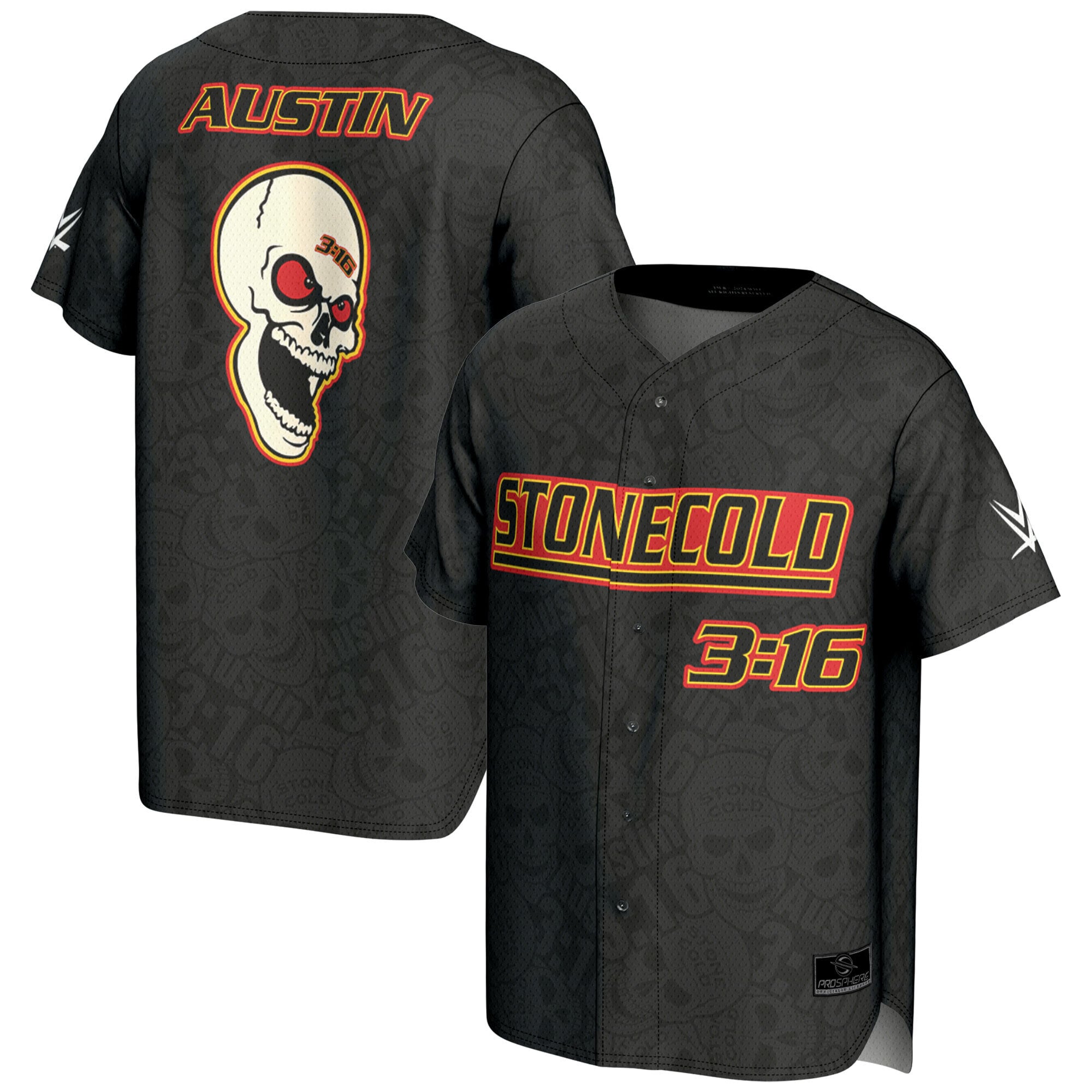 Stone Cold Steve Austin 3:16 Skull Fashion Baseball Trikot - Schwarz