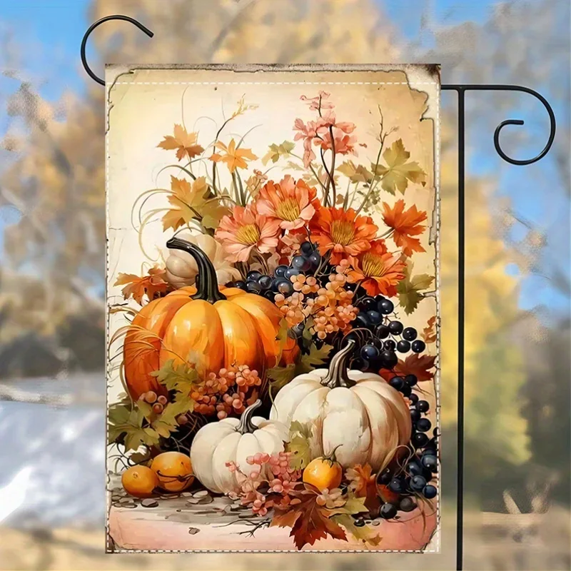 1Pcs Thankgiving Fall Garden Flag 12x18 Inch Scarecrow Garden Flag Single sided Fall Welcome Sign Yard Pork Home Decor Supplies
