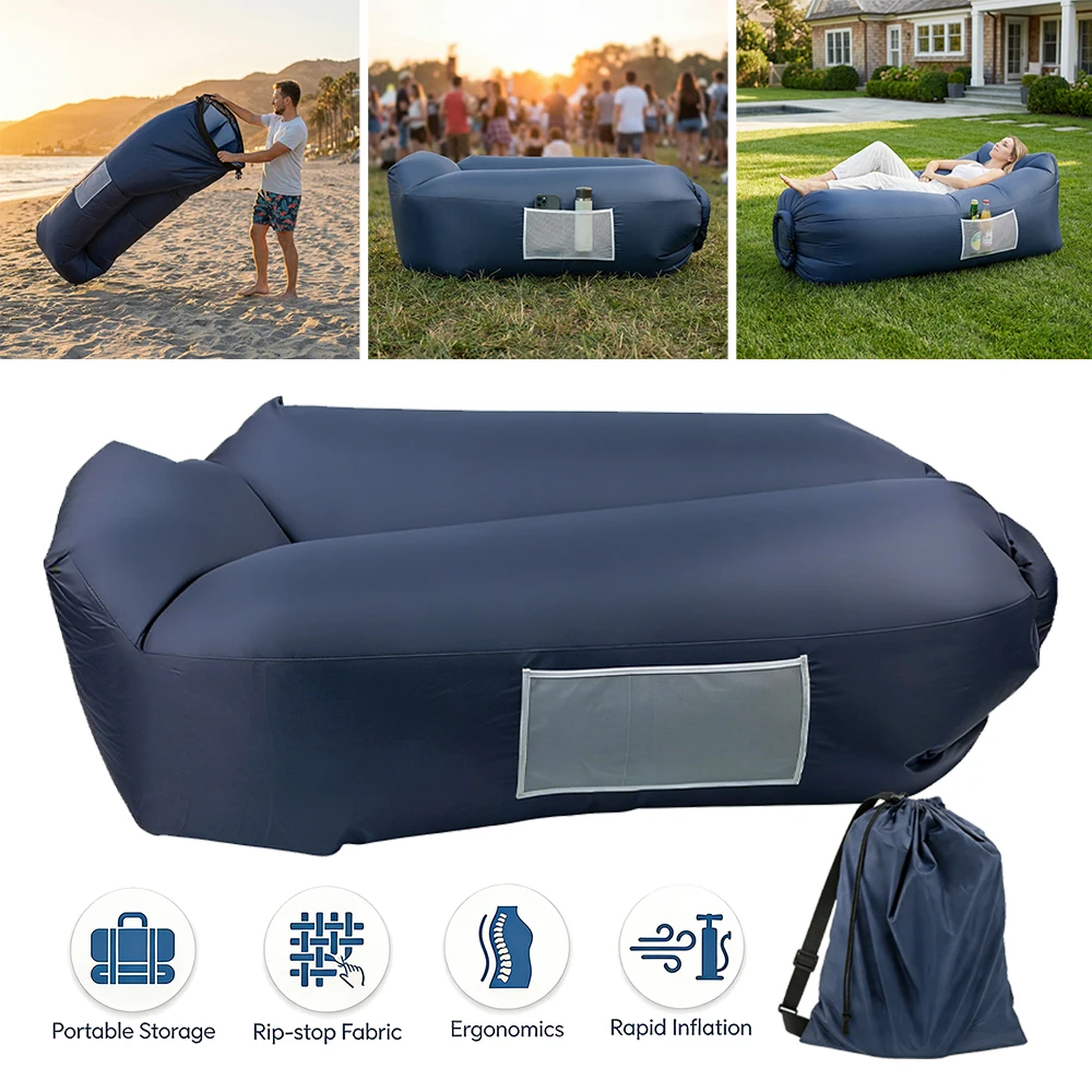 Aufblasbare Liege, Luftsofa, Hängematte, aufblasbare Couch für Camping, Garten, am See, mit Kompressionssäcken, Outdoor-Geschenke, Strandstuhl-Zubehör