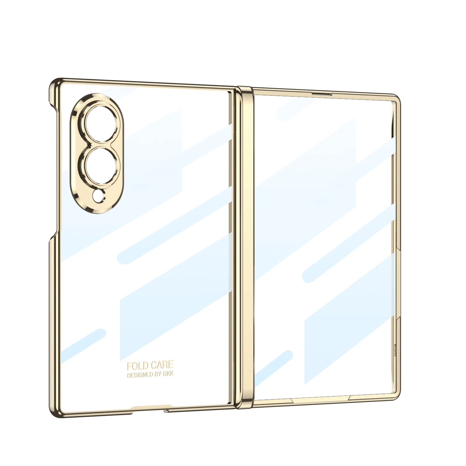 Für Samsung Galaxy Z Fold 8 Breites Gehäuse Luxuriöses Galvanisiertes Transparentes Scharnier mit Spiegelfolie Stoßfeste Rückabdeckung Zubehör