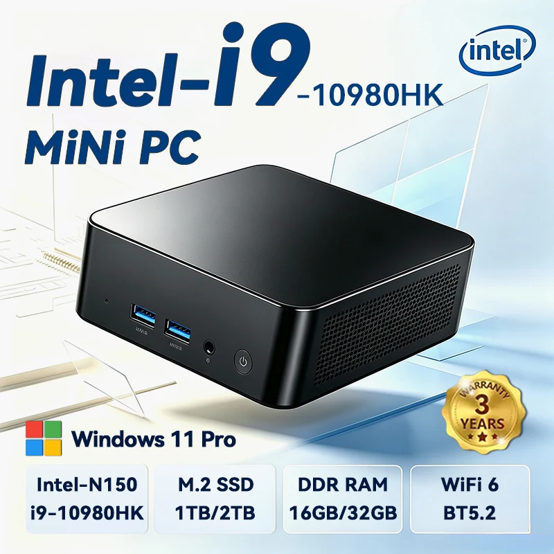 2026 Mini PC Intel Core I9 10980HK/N150 Windows 11 Pro Computer 32GB RAM 1/2TB SSD WIFI6 BT5.2 4K Small Pocket Desktop PC Gaming