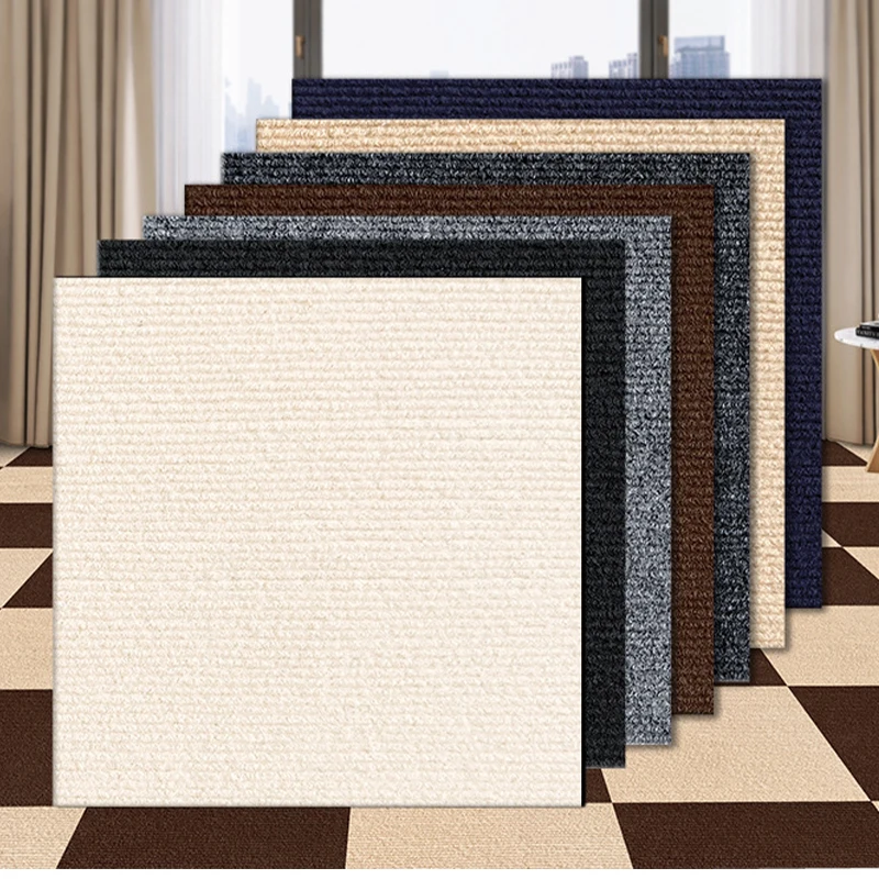 Self-adhesive Splicing Carpet Mat Anti-collision Non-slip Floor Rug Pet Mat Sound Absorbing Tiles for Home Office Full Paving