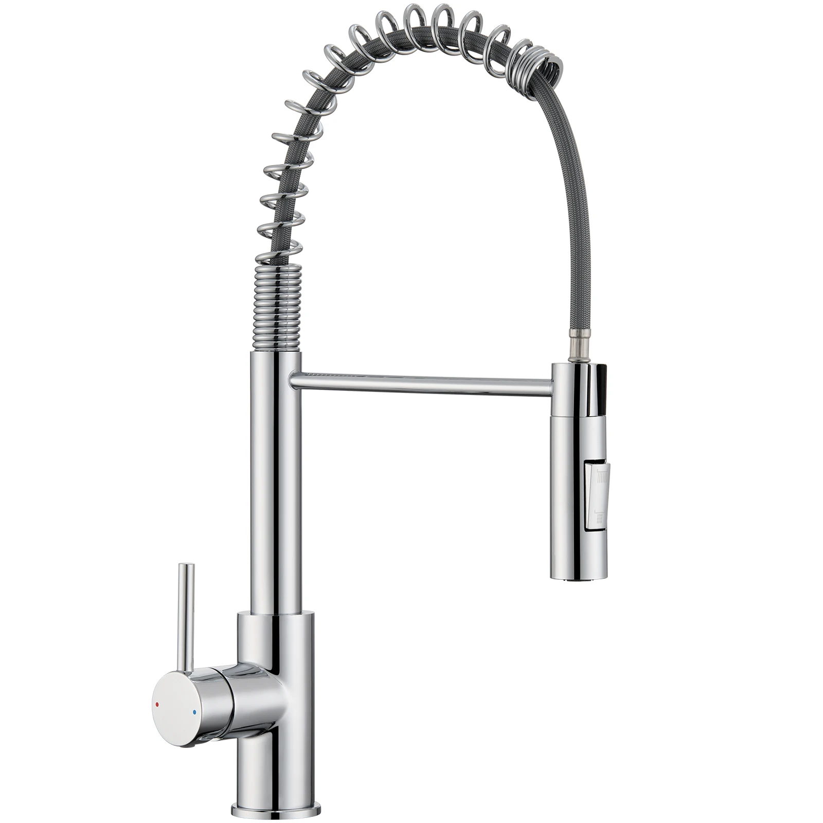 Wasserhahn Küche Ausziehbar, Hochdruck Küchenarmatur Mit Herunterziehbare Brause, Mischbatterie Küche Zwei Sprühfunktionen, Hoher Bogen Spültischarmatur 360° Drehung, Edelstahl 304, Chrom | 360°