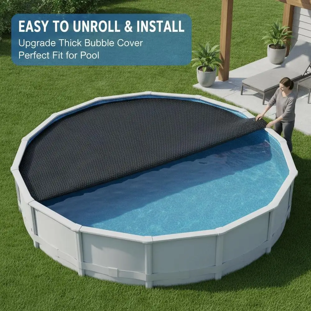 Couverture de piscine solaire, couverture de piscine flottante, couverture anti-evaporation pour piscine, couverture de piscine noire 450x220 cm, couverture thermique en PE pour piscine, couverture de