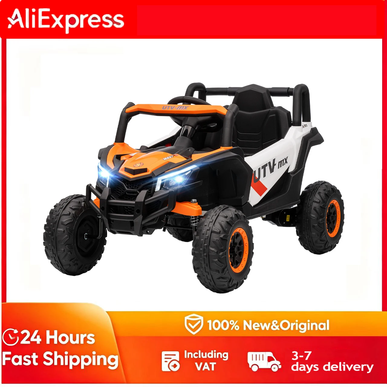 Voiture électrique pour enfants 12V, ceinture, klaxon, lumière LED, port USB, 3-5 ans, orange, voiture jouet électrique, voiture jouet pour enfants, voiture jouet électrique pour enfants