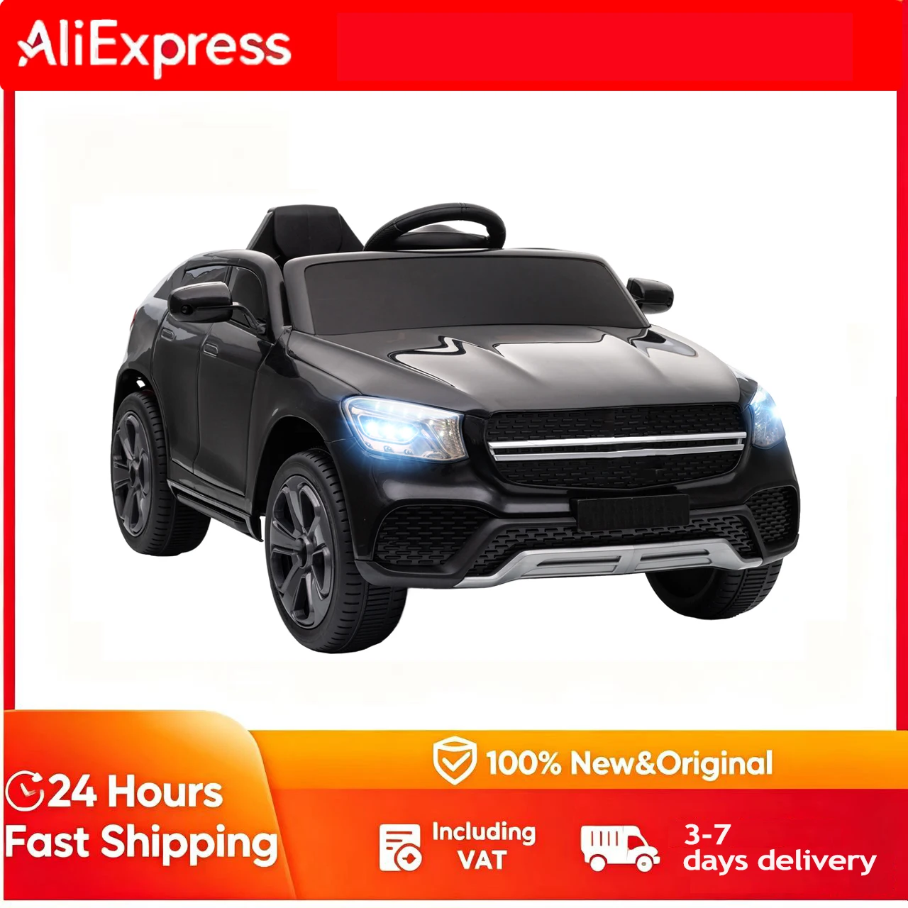 Voiture électrique pour enfants, voiture pour enfants 12V avec télécommande, lumière LED, musique, 3 vitesses, 3-6 ans, noir, voiture jouet électrique, voiture jouet pour enfants, poussette électrique