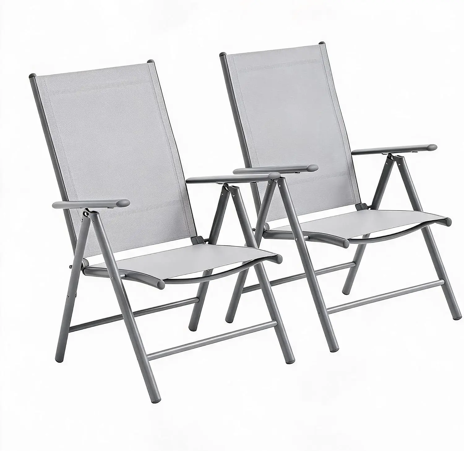 Ensemble de 2 chaises de jardin pliantes, chaises de jardin pliantes portables | Cadre en aluminium avec maille imperméable, siège large pour le jardin, chaises respirantes et réglables, faciles à