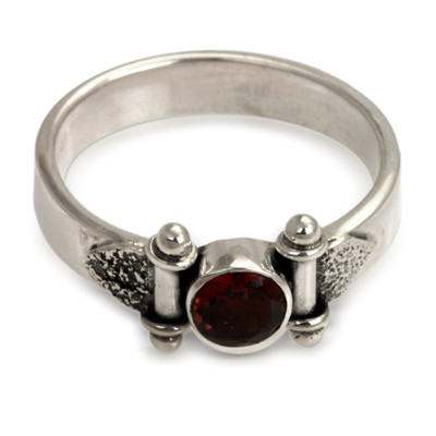 Mystical Eye,'Modern Sterling Silver Garnet Ring'