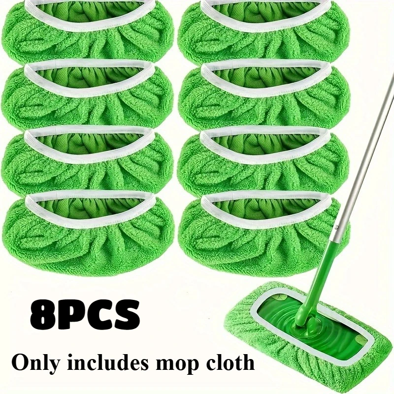 8pcs Mop Replaceable Cloth Cover Household Sweeper Wet & Dry Cleaning Cloths Washable Reusable for Flat Mop Household Accessory
