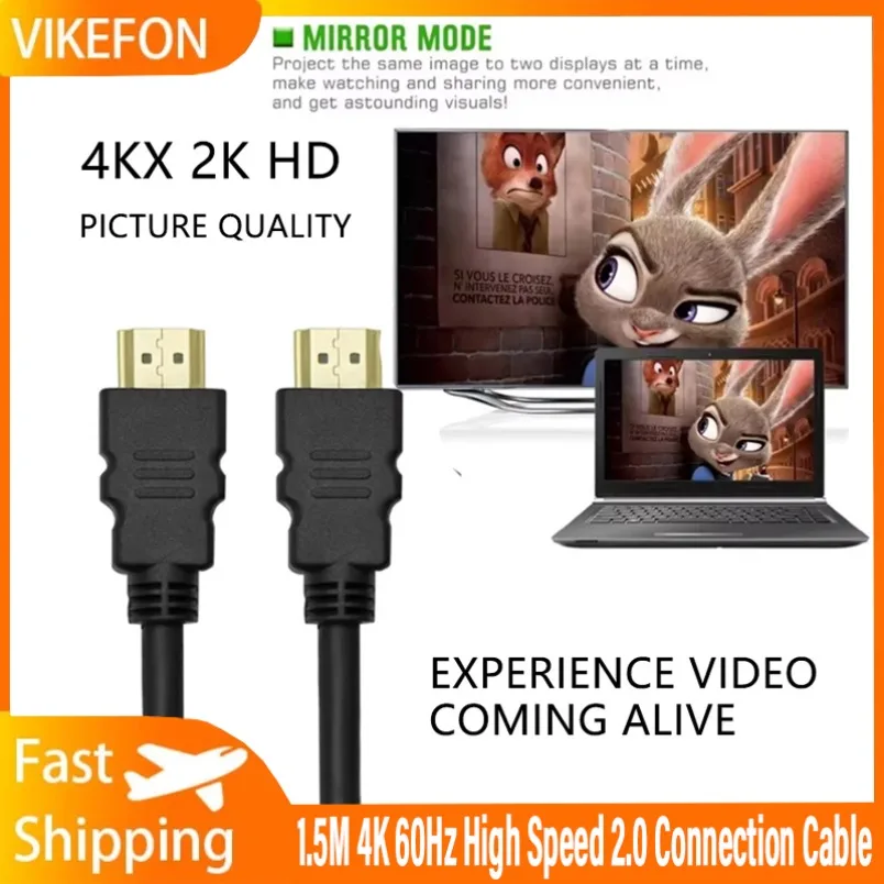 1.5M 4K 60Hz High Speed 2.0 Connection Cable Cord For UHD FHD PS3 PS4 Xbox TV Connect The Monitor HDMI-Compatible Cable