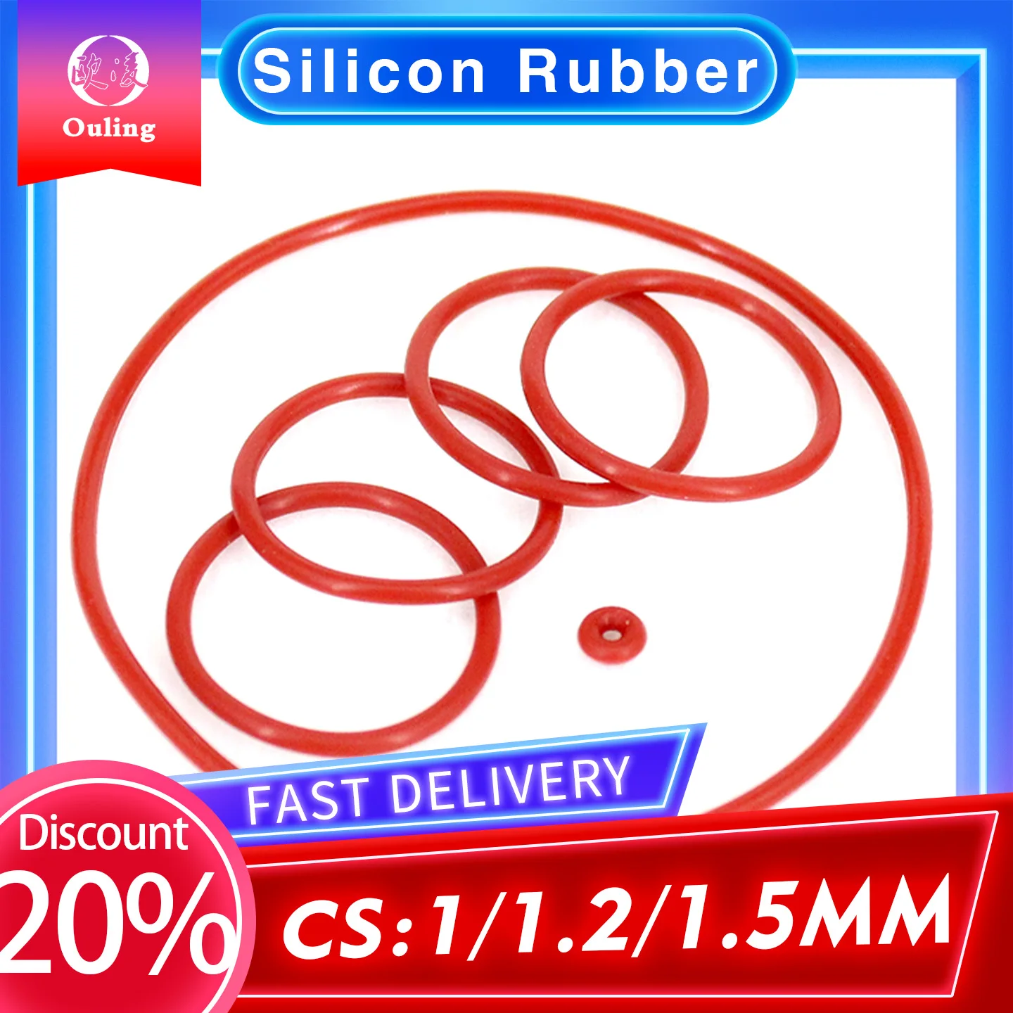 VMQ CS1/1.2/1.5mm Thickness OD3-100mm Red Silicone Rubber O-Ring Seal Manufacturer O Ring Washer Product Category Seals