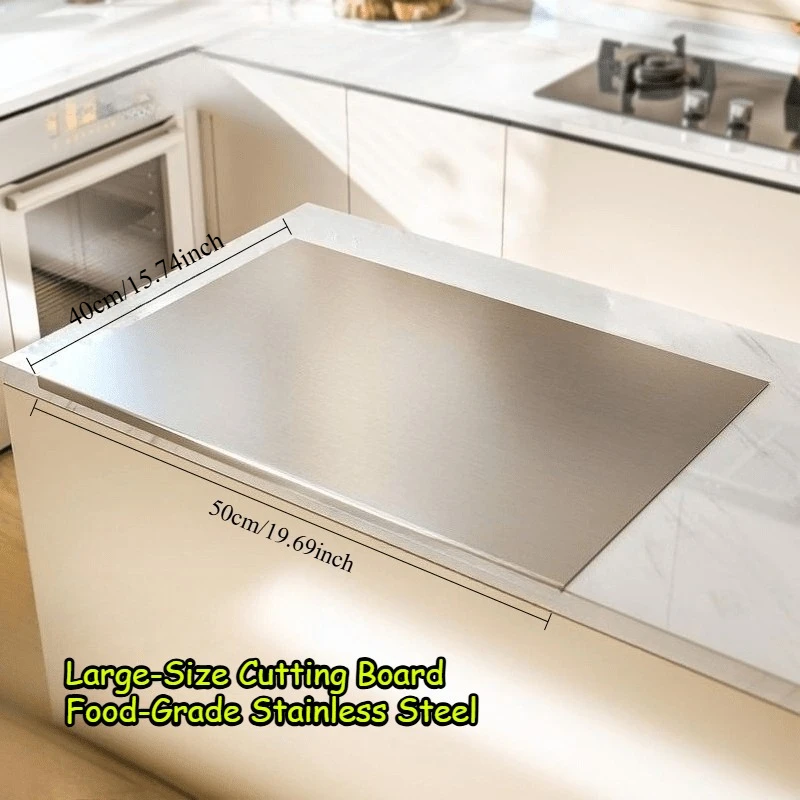 Large Foldable Stainless Steel Cutting Board, Kitchen Tools, BBQ, Kitchen Items, Kitchen Accessories for Home & Outdoor Use