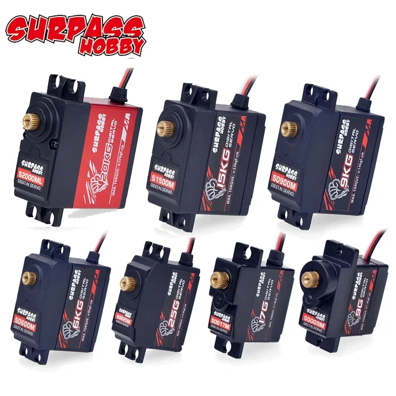 SURPASS HOBBY Digital 9G 17G 25G 6KG 9KG 15KG 20kg Metal Gear Servo for 1/10 1/8 RC Car Boat Airplane Robot