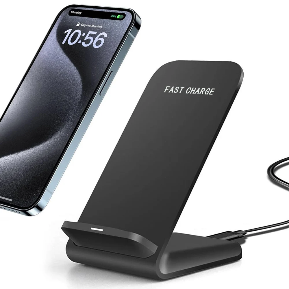 Fast Wireless Charging Stand Compatible with Samsung S24/S23/S22/S21 Ultra, iPhone 17‑12 Pro Max & Xiaomi Smartphones