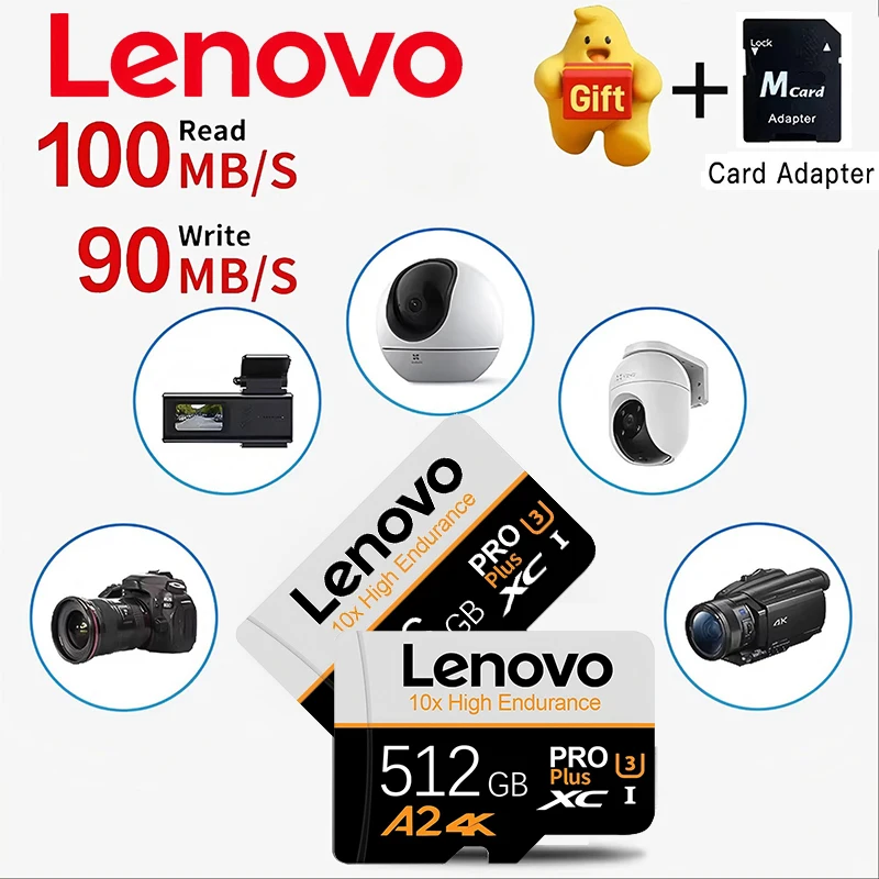 Lenovo Full HD SD Cards TF Cards Memory Card Micro TF SD 512GB 256GB 64GB 32GB Error Correction for Camera / Camera / Smartphone