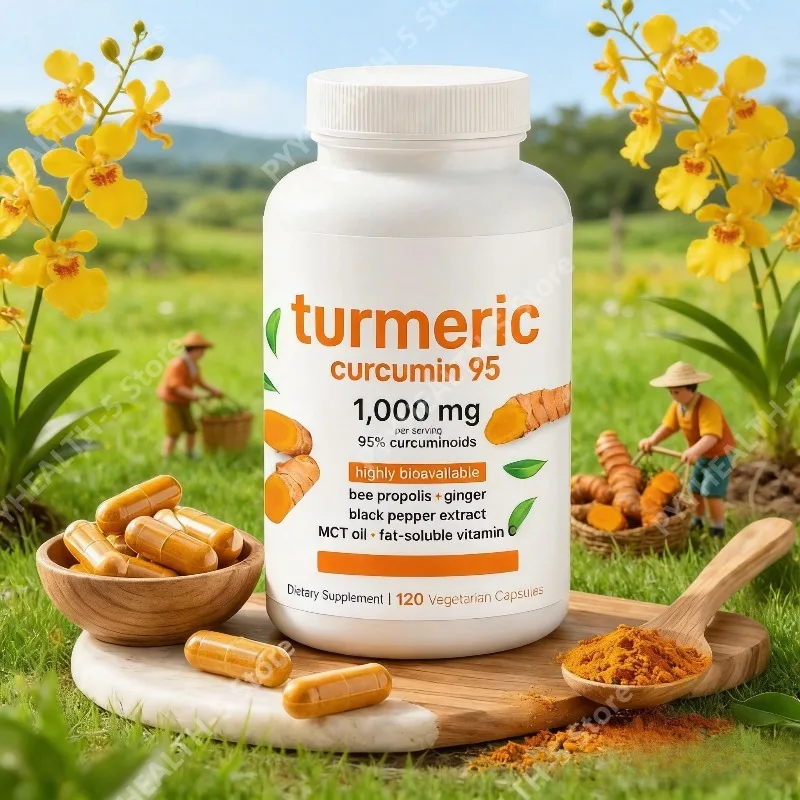 Turmeric Curcumin Supplement 1,000mg–95% Curcuminoids with Black Pepper & Ginger–Supports Joint & Antioxidant Health 120Capsules