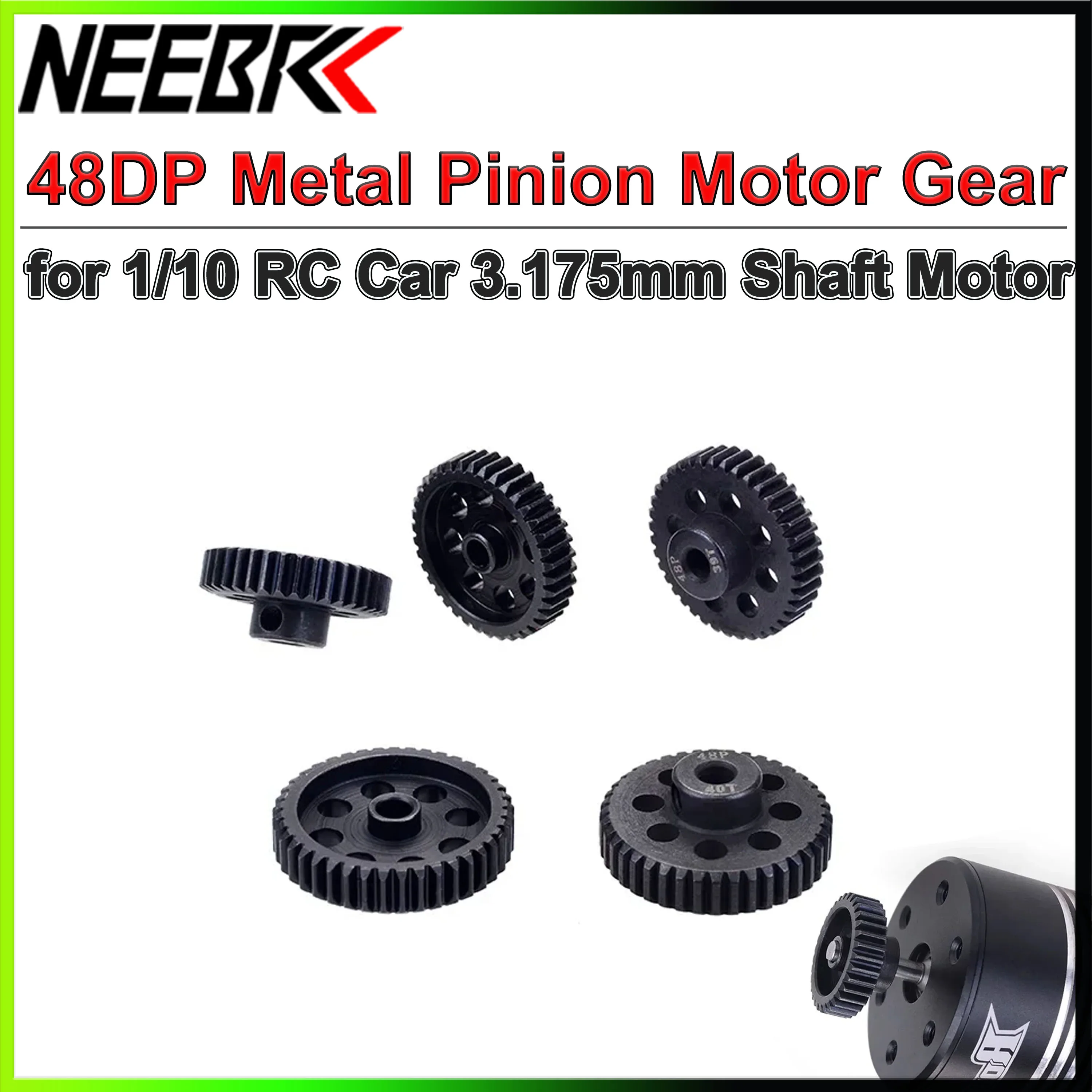 SURPASS HOBBY 48DP Metal Motor Gear 3.175mm 13T-41T Steel Pinion for 1/10 RC Drift Crawler Car Truck Model Toy Accessories Part