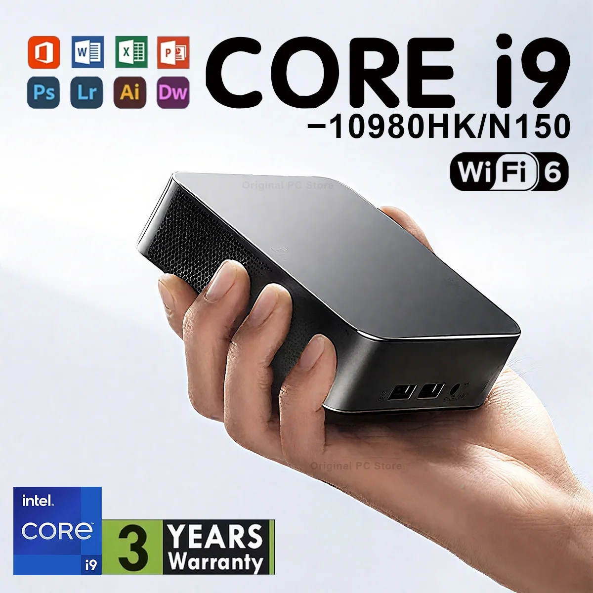 Mini PC Intel Core I9 10980HK/N150 Windows 11 Small Pocket Computer 32GB RAM 1/2TB SSD WIFI6 BT5.2 4K Desktop PC Gaming Computer