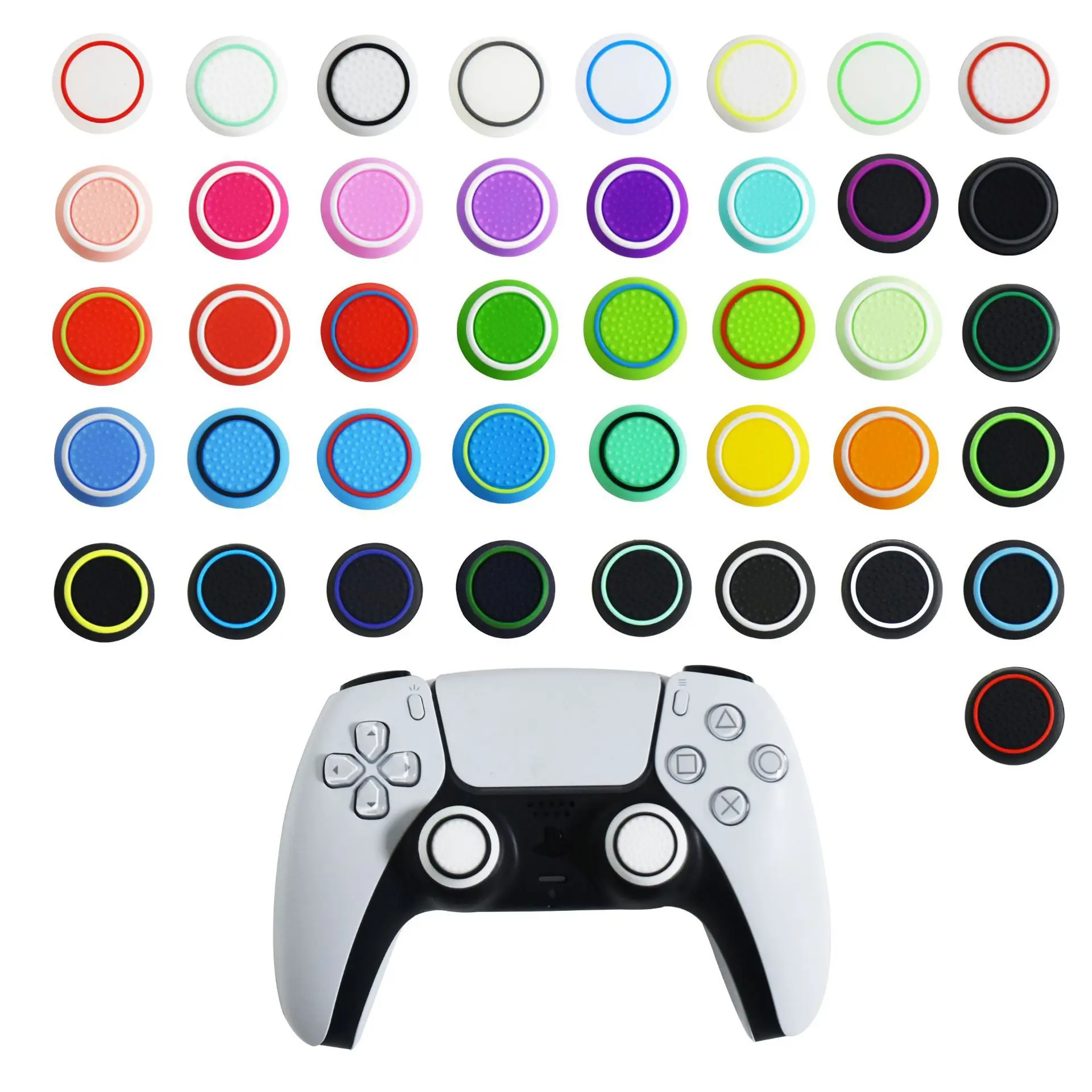 Dual-color Silicone Thumb Stick Grip Cap Cover for Playstation 5 PS5 PS4 Slim/Pro Xbox Series X/S Game Controller Thumb Grip Cap