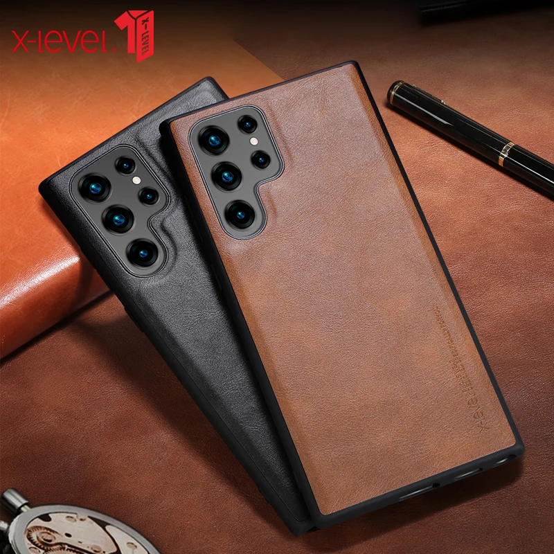 For Samsung Galaxy S25 Ultra / for Galaxy S23 Ultra Case X-Level Retro Leather Soft TPU Edge Back Cover for Galaxy S23 , S25