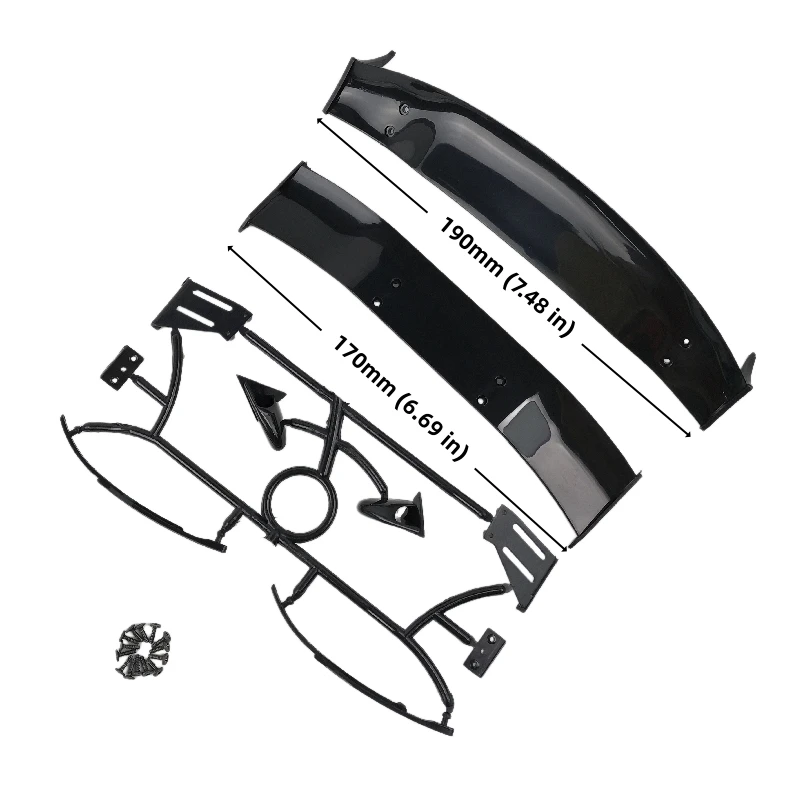 1/10 Scale RC Car Plastic Rear Wing Spolier Side-View Mirrors Wipers Drift On Road Touring Model Hobby