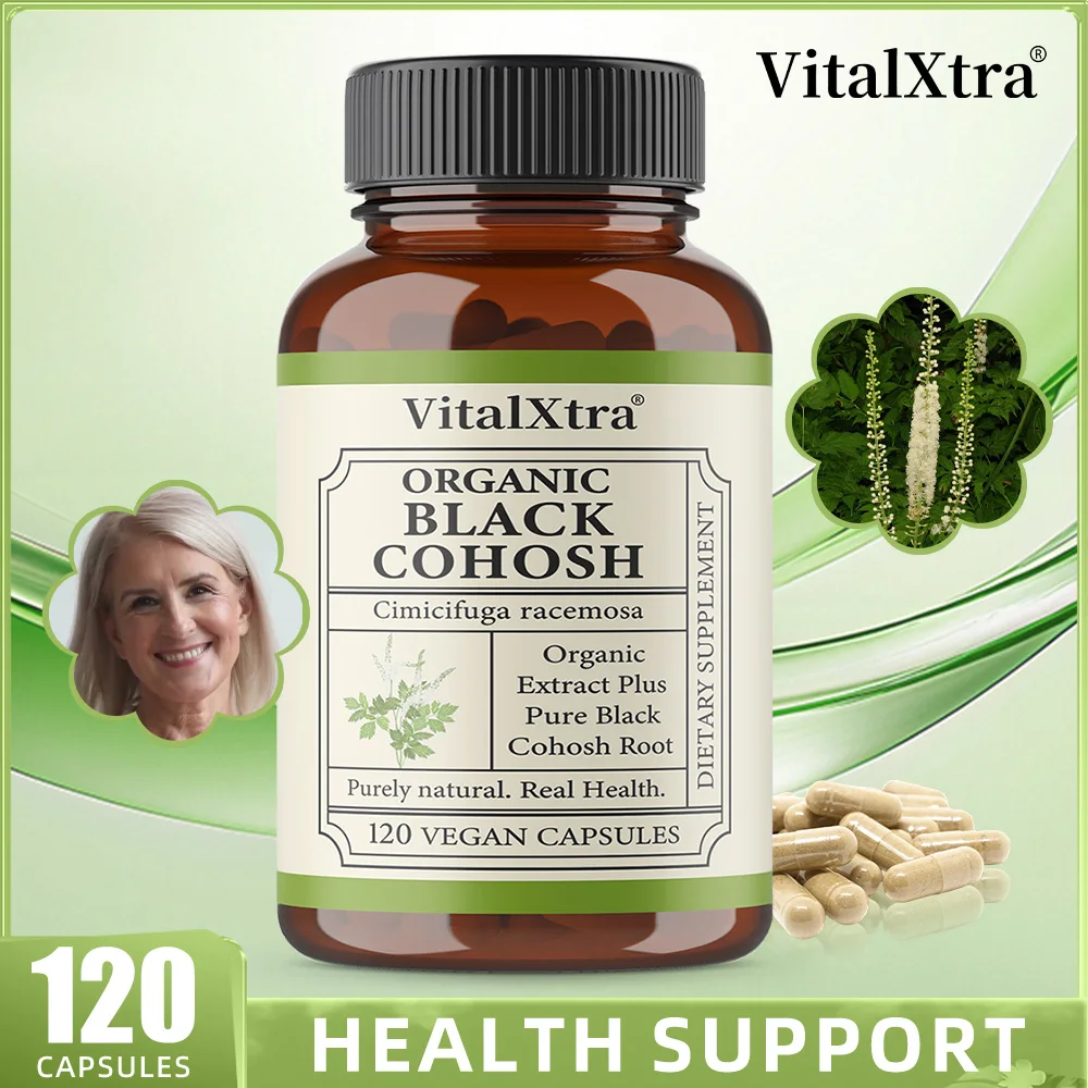 Black Cohosh Root Capsules, Herbal Support for Women, Menopausal Comfort, Cardiovascular Health, Relaxation & Sleep Health Vegan