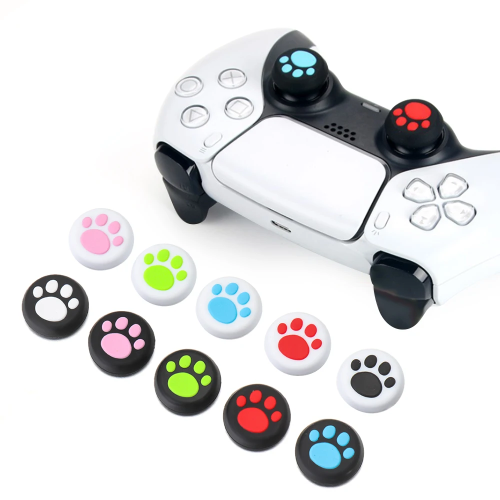 Niedliche Katzenpfoten-Daumensticks, Griffe, Controller, weiches Silikon, PS5-Joystick-Kappe, Ersatz für Sony PlayStation 5, PS5, PS4/3 XBox