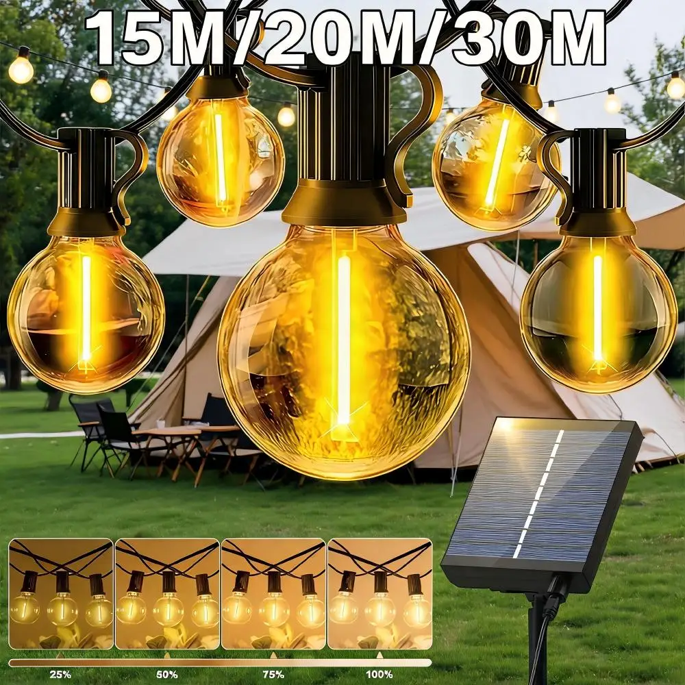 G40 Solar-Lichterkette für den Außenbereich, LED-Kugellichter, 8 Modi, wasserdichte Solar-Lichterkette für Bistro, Garten, Party, Platzdekoration