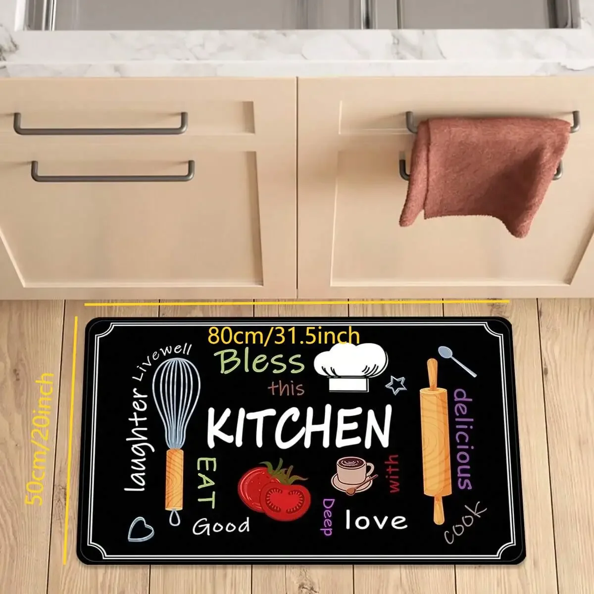 1 pcs Kitchen Printed Floor Mat, Durable and Wear-Resistant, Home Kitchen Floor Mat, Laundry Room Carpet, Home Decor