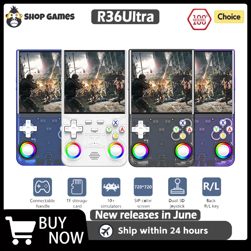 R36 Ultra 2025 Open Source R36S Video Game Console Linux System 4.0 Inch IPS Screen Portable Pocket Video Player 64G Best Games