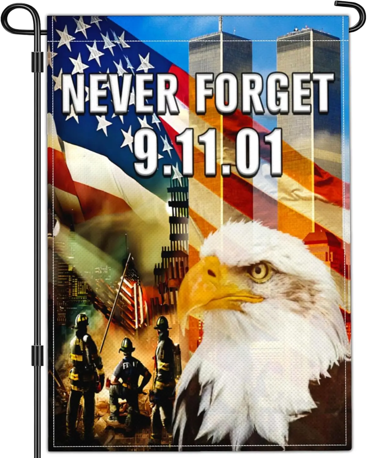 Shuitouk 911 Garden Flag We Will Never Forget 9/11 Garden Flag Patriotic Memorial Day American Garden Flags for Outside 12x1 LLO