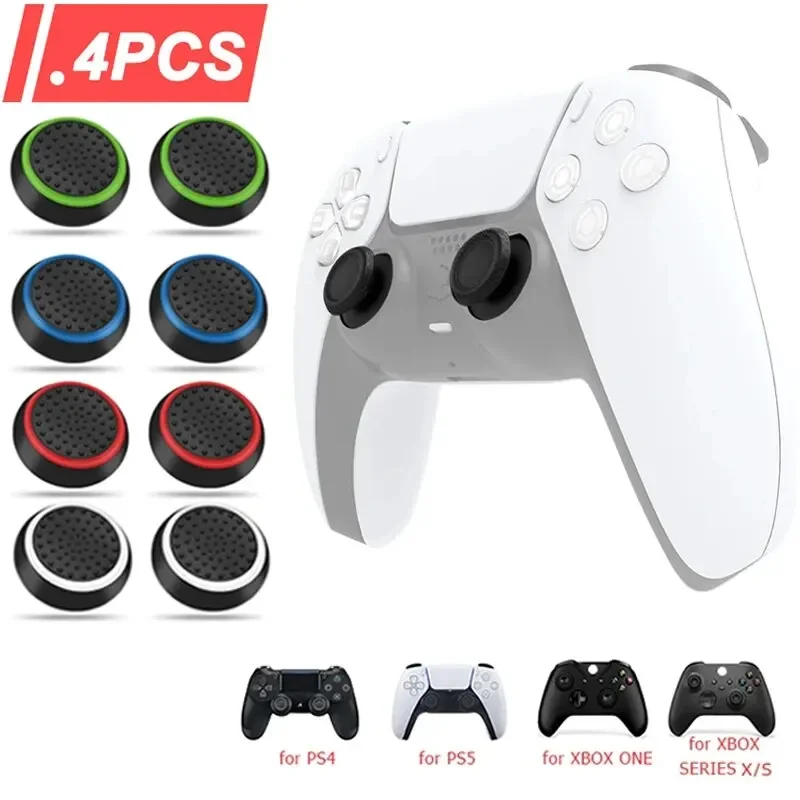 Neue 4-teilige Silikon-Daumengriffkappen, Kompatibel mit Sony PS5 PS4 PS3 PS2 PS ONE, Xbox One/360, PS4 Pro Slim Controller