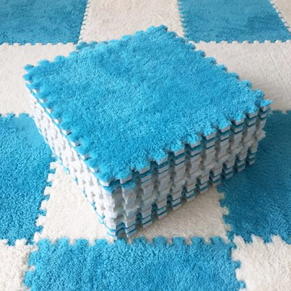 Weiche Plüsch Kinder Matte Baby Spielen Matte Baby Spielzeug Eva Schaum Puzzle Teppich Im Kinderzimmer Warm Halten Playmat 30*30*1CM