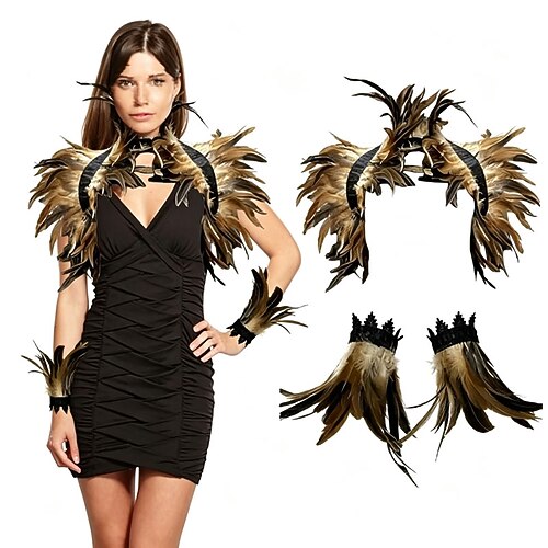 Accessoires de samba pour le carnaval de Rio 2026: ensemble de costume 3 pièces turquoise et noir à plumes pour femme, col et manchettes en dentelle, costume de scène pour festival brésilien